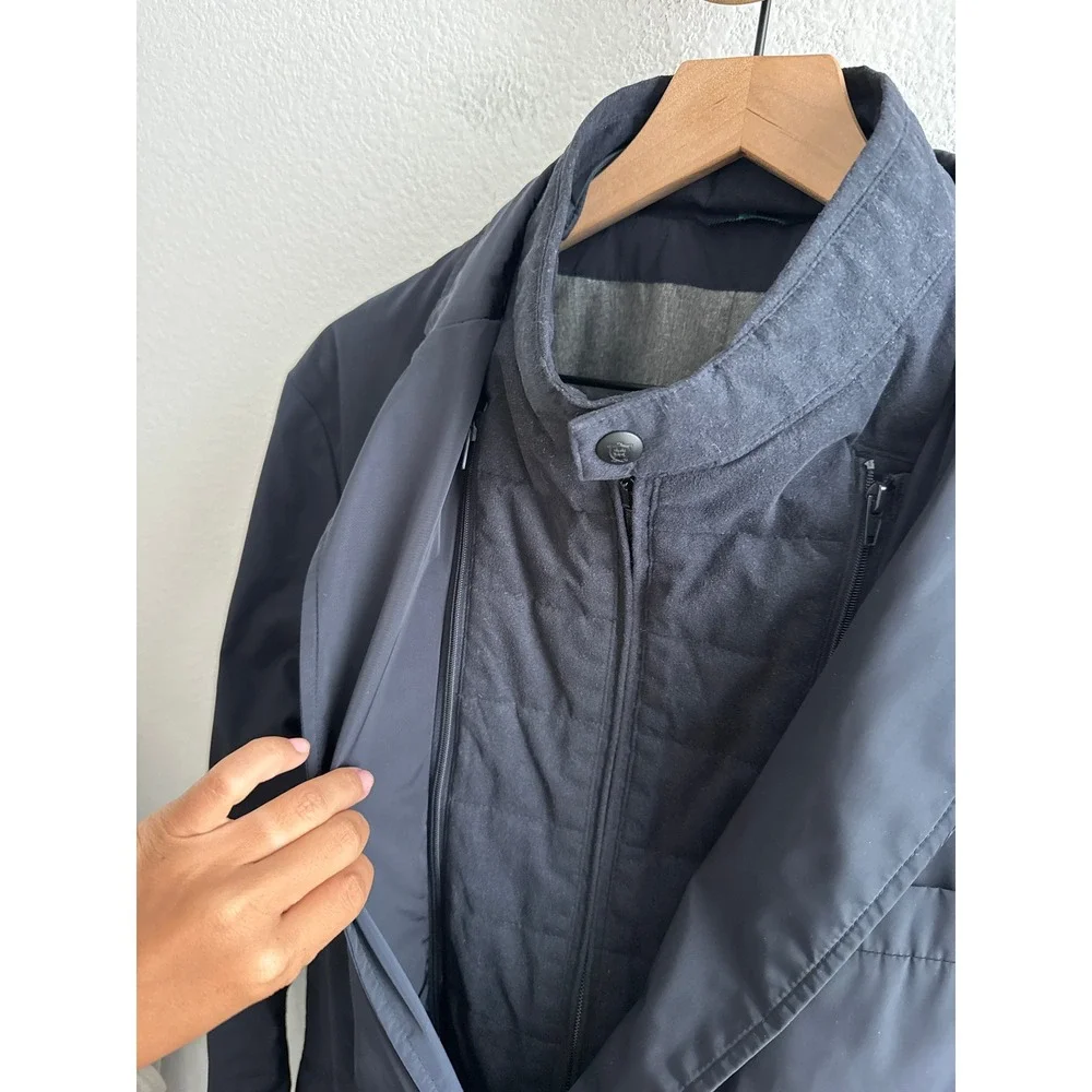 Massimo Dutti Mens Navy Blue Technical Blazer with Removable Bib Jacket